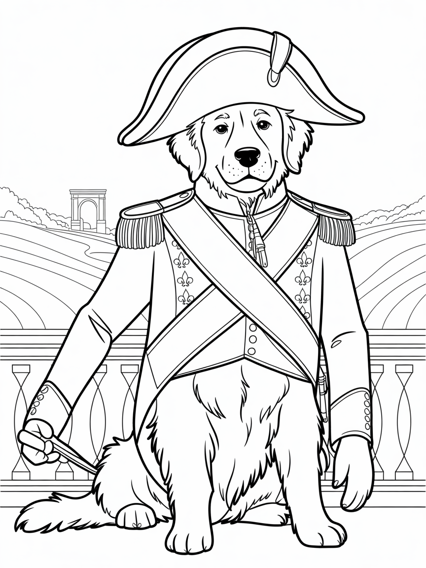 Napoléon golden retriever - Free Coloring Page