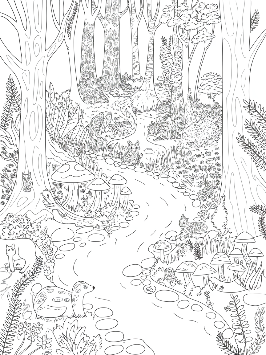 Woodlands wonderland - Free Coloring Page