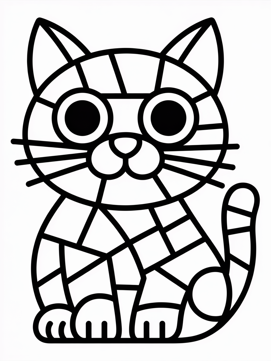 Cat mosaic - Free Coloring Page