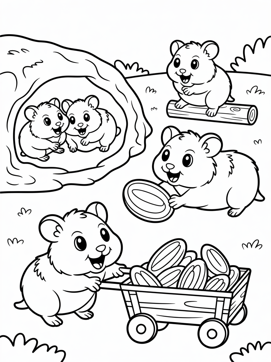 hampsters - Free Coloring Page