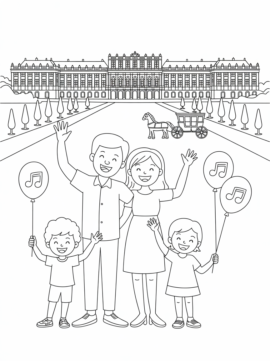 Trip to viena - Free Coloring Page