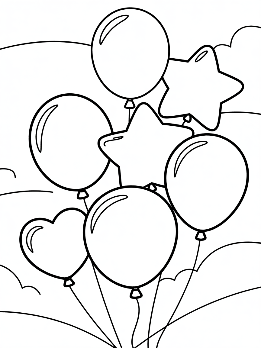 balloons - Free Coloring Page