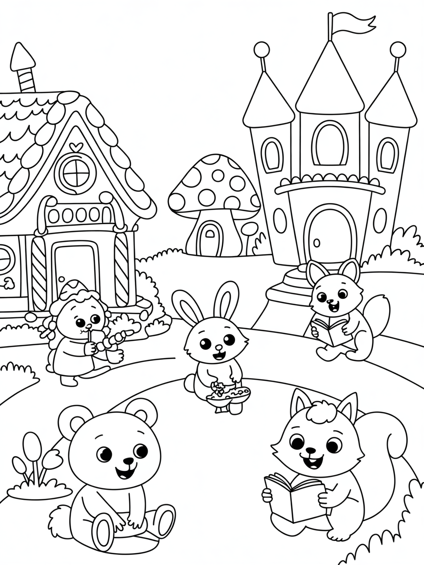 Fairytown - Free Coloring Page