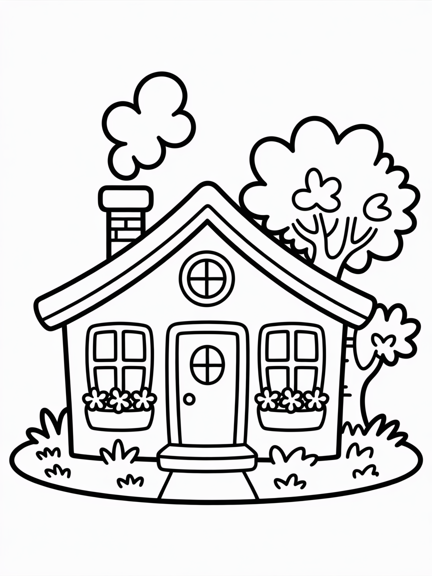 A house in - Free Coloring Page
