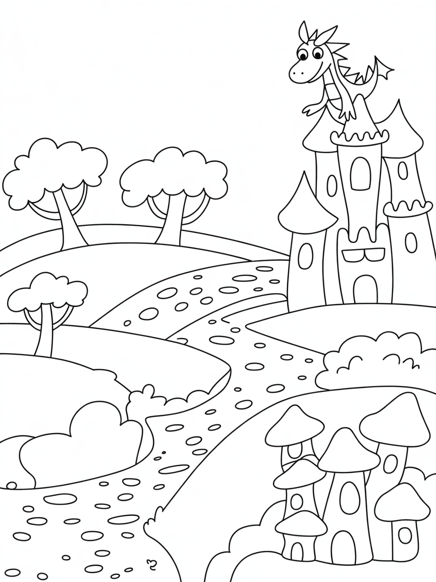 Magical kingdom - Free Coloring Page