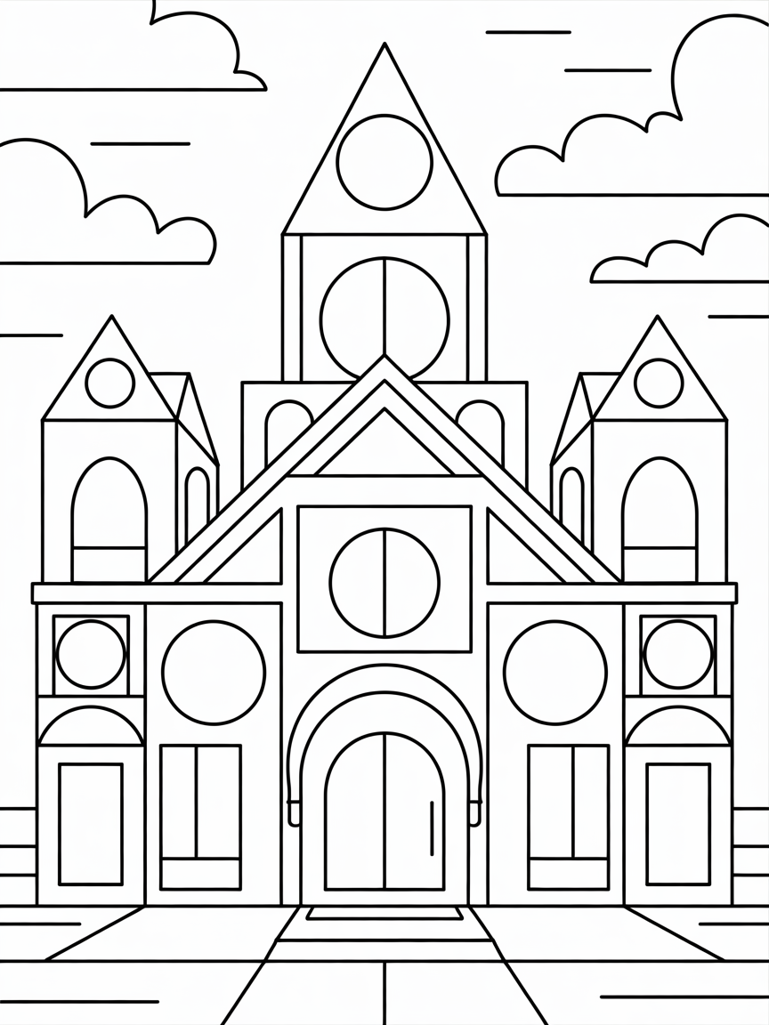 Pop art cathedral - Free Coloring Page