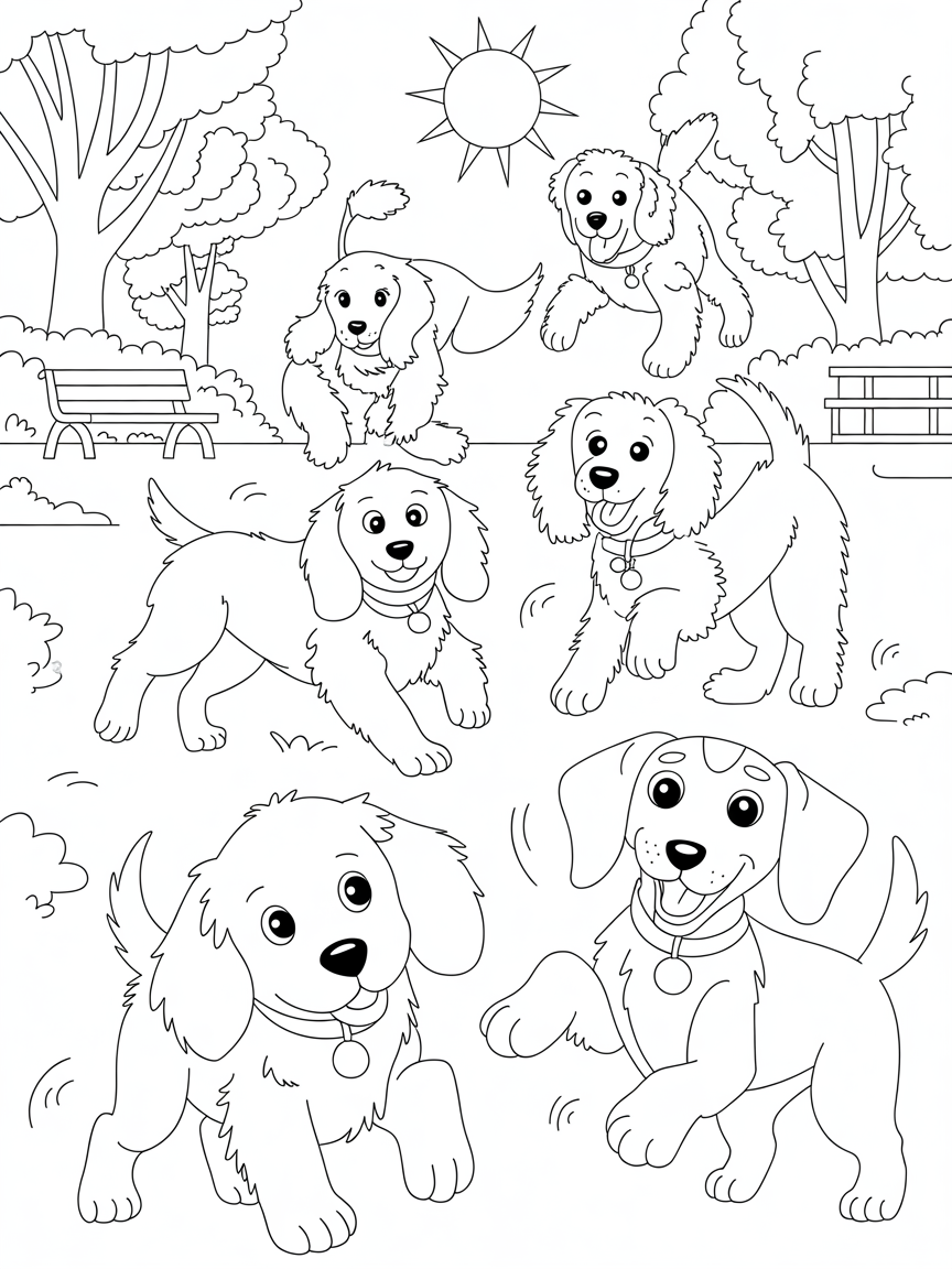 Dogs - Free Printable Coloring Page - Free Coloring Page