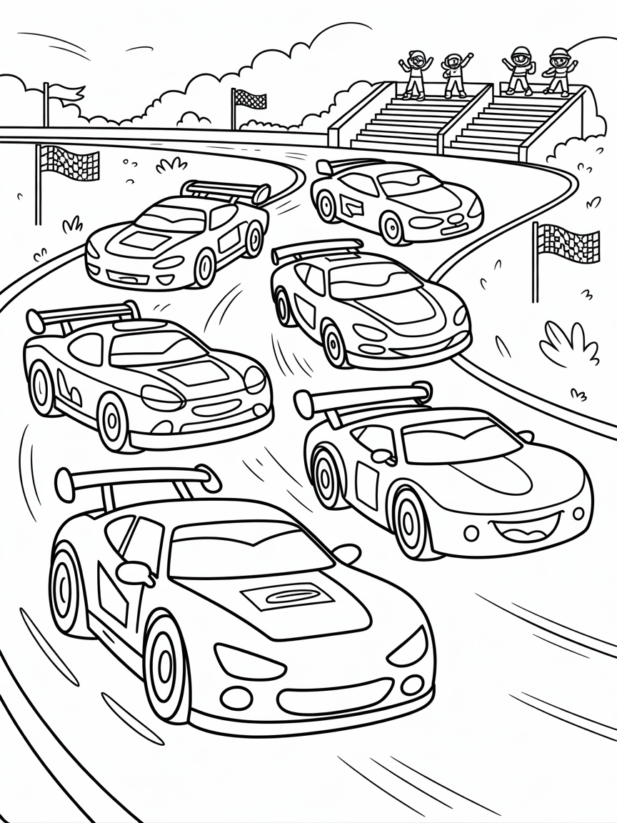 Racing - Free Printable Coloring Page - Free Coloring Page