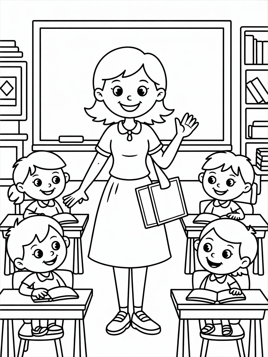 Teacher - Free Printable Coloring Page - Free Coloring Page