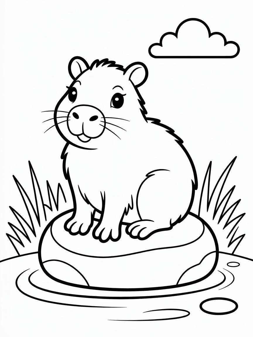 cozy capybara - Free Coloring Page