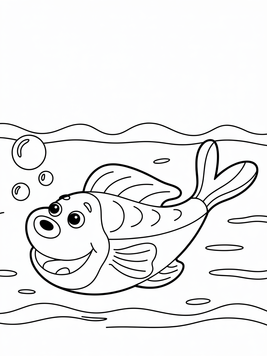 Fish dog - Free Coloring Page