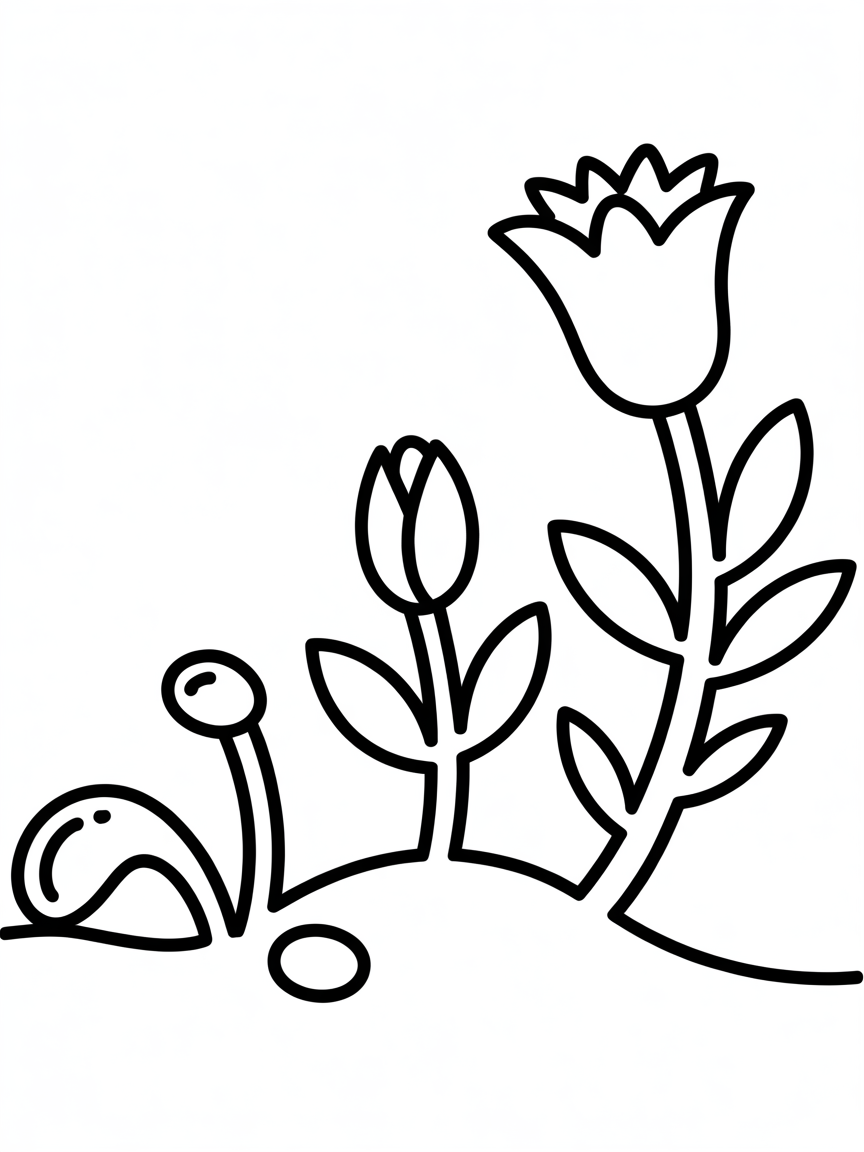 Life cycle of a flower - Free Coloring Page