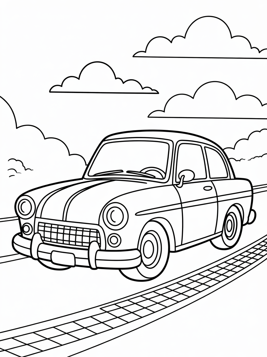 Car driving - Free Coloring Page