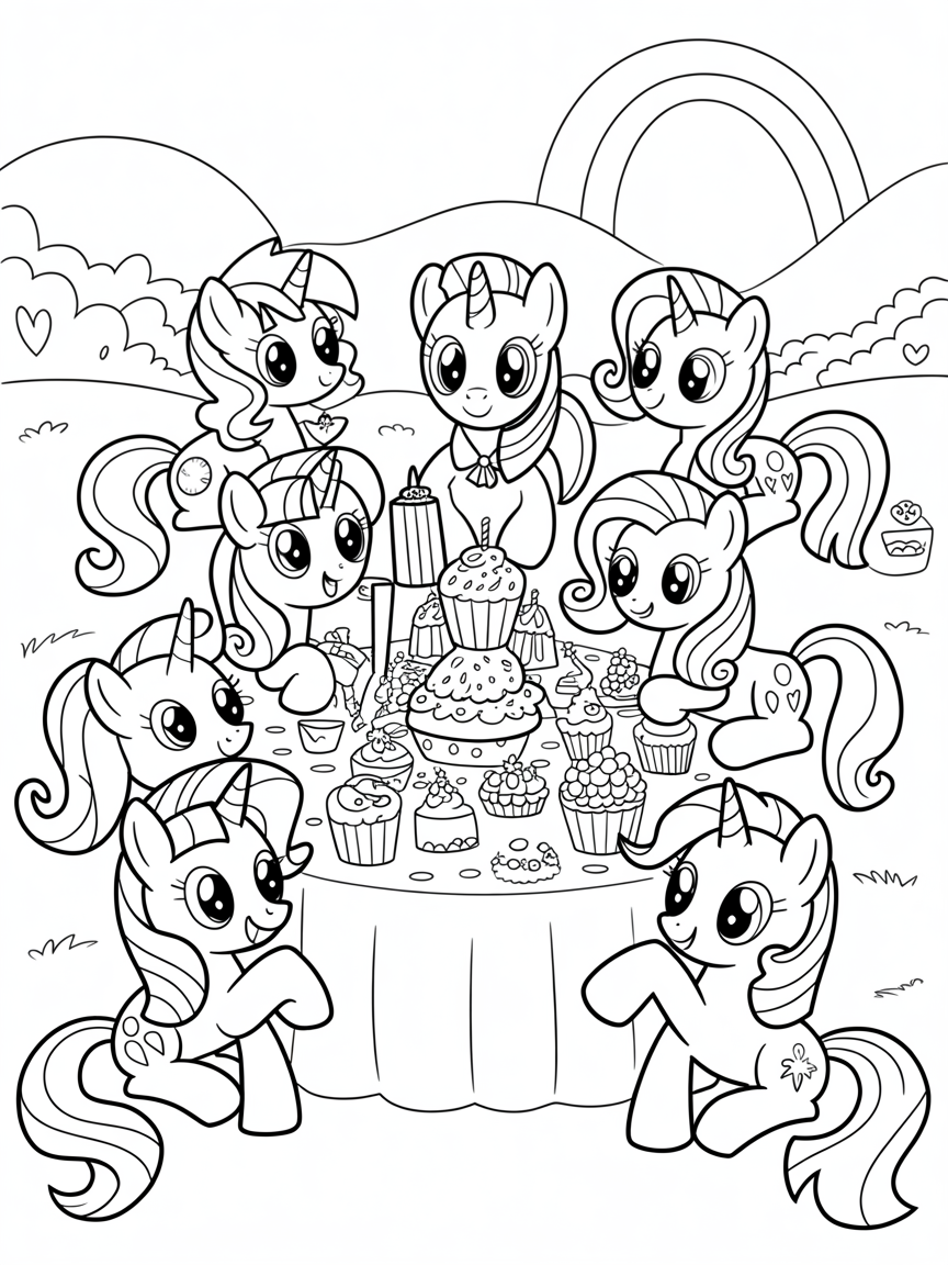 My little pony all characters - Free Coloring Page