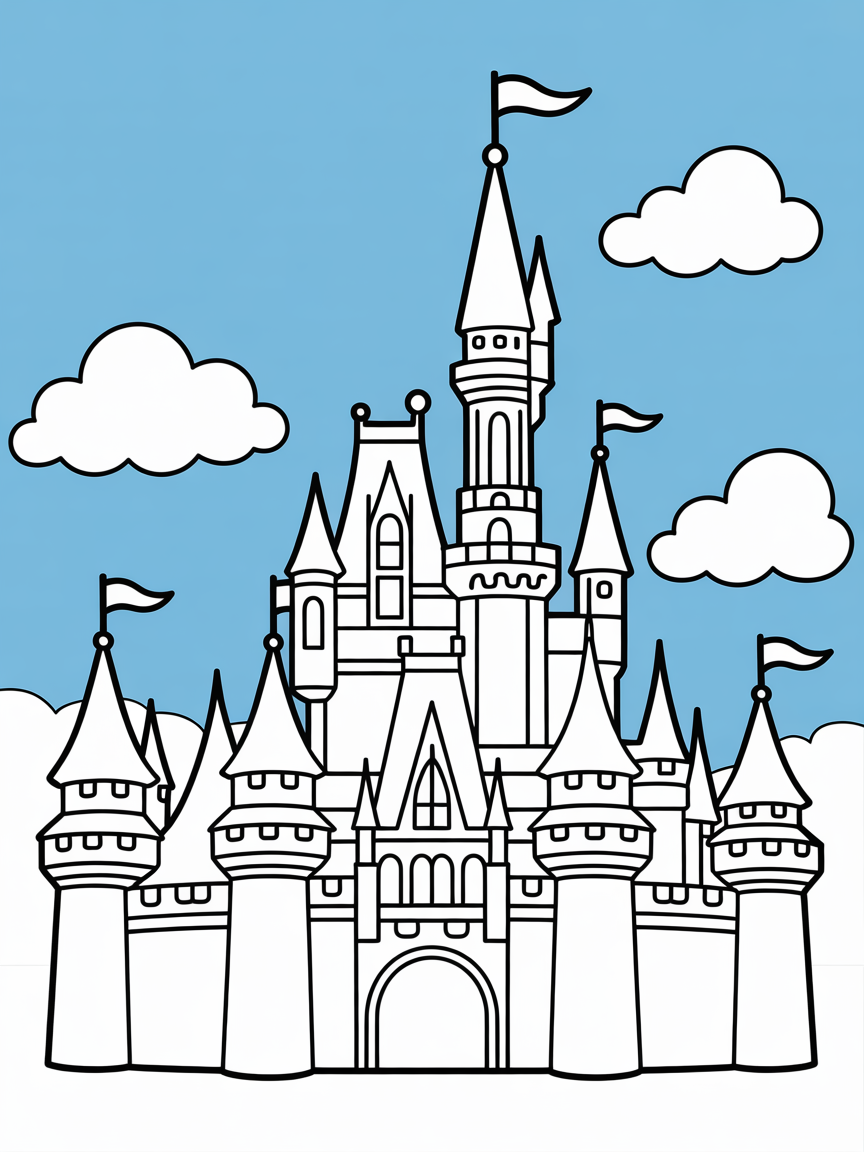 Disney castle - Free Coloring Page