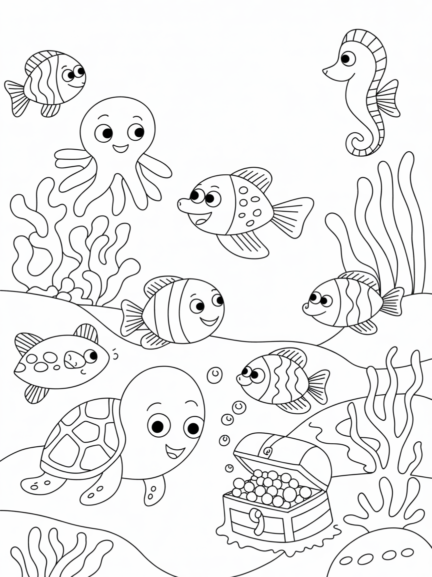 Underwater winderland - Free Coloring Page