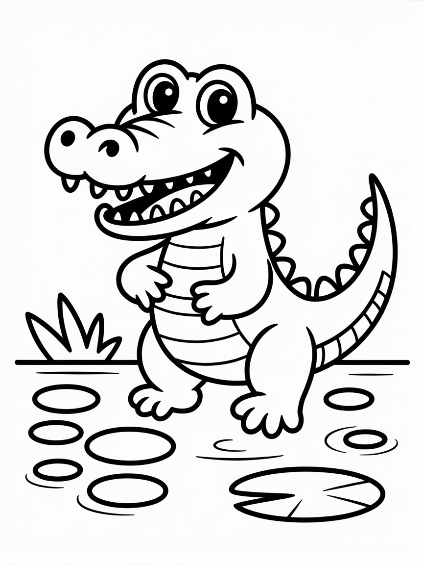 A cartoon crocodile - Free Coloring Page