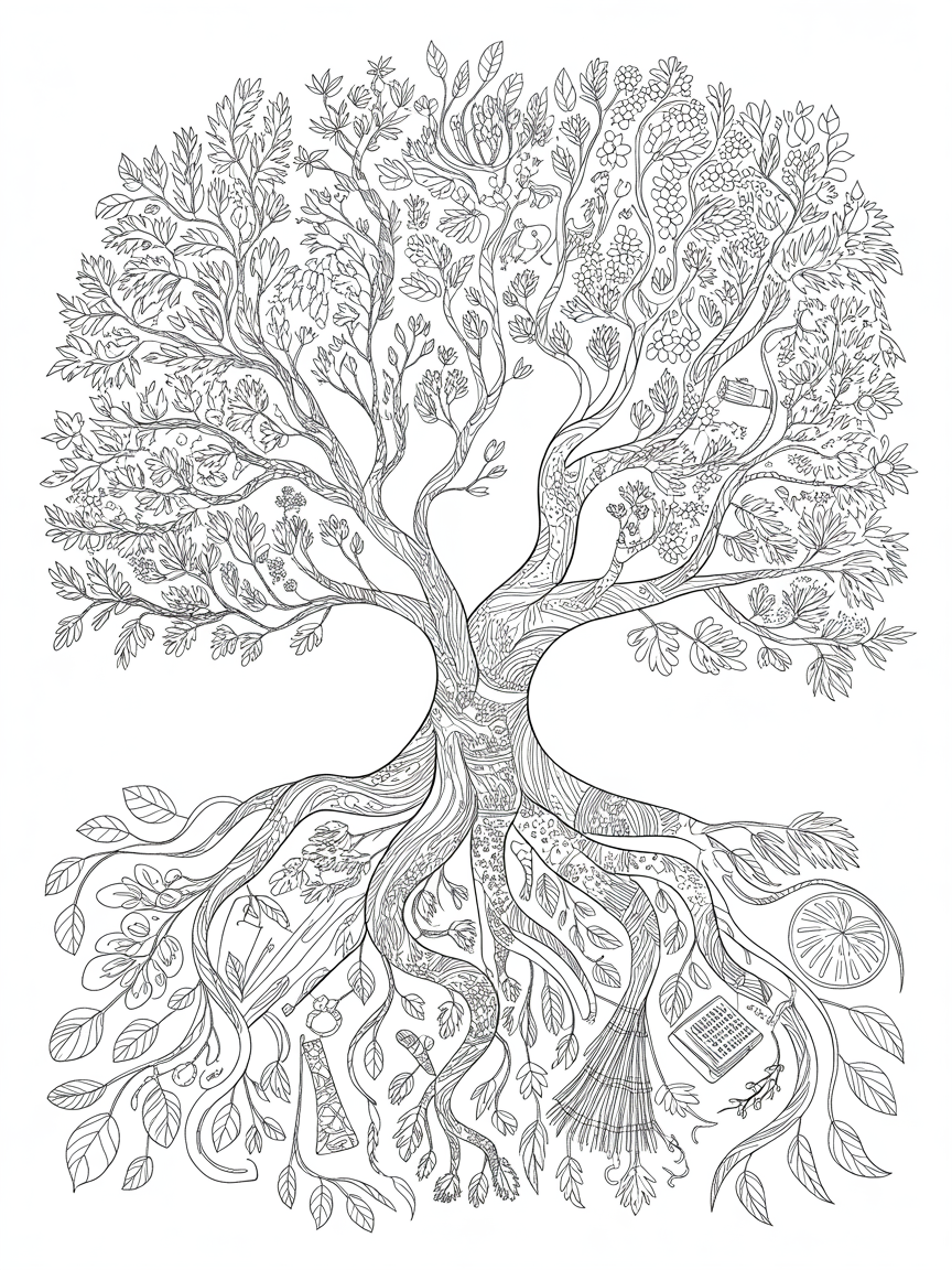 Family tree - Free Coloring Page