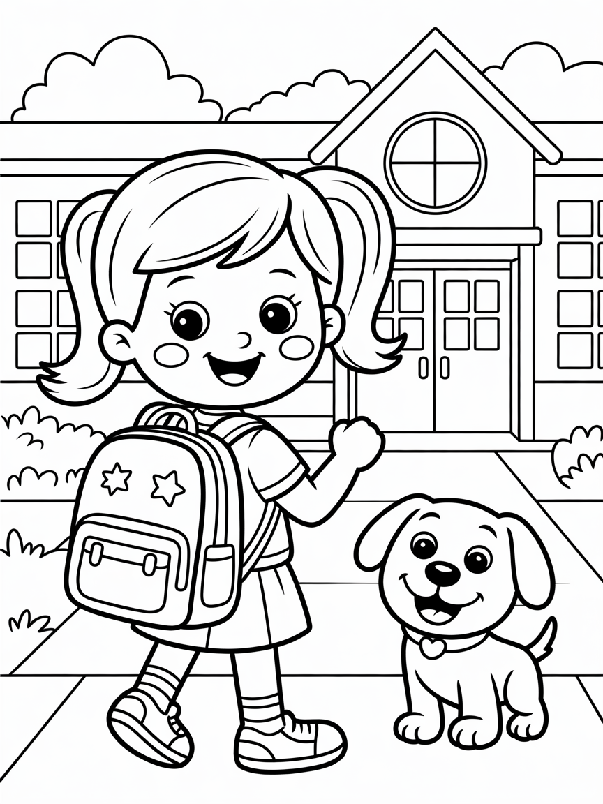 Catalina Starts school - Free Coloring Page