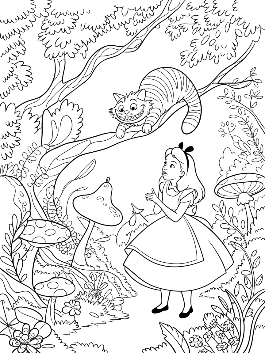 alice in wonderland 8.5 x 8.5 inch - Free Coloring Page
