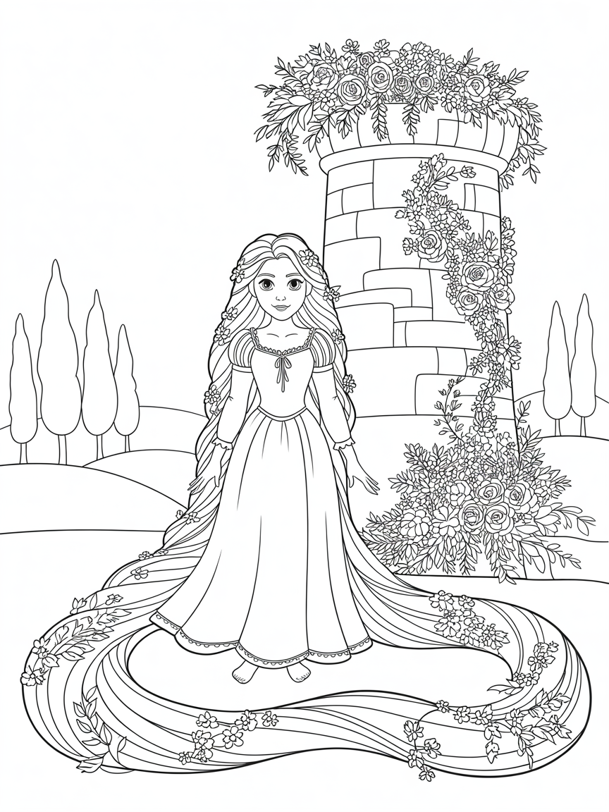 rapunzel märchen - Free Coloring Page