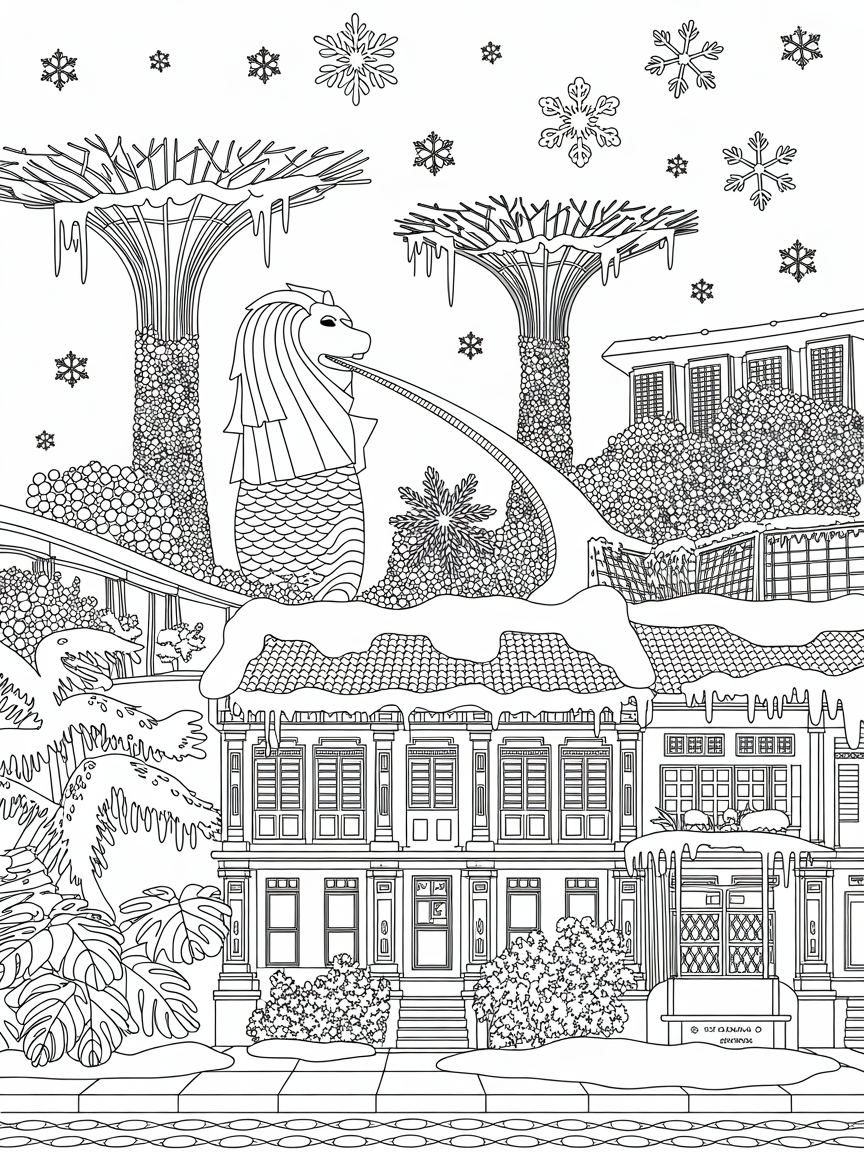 I want to see Singapore in snow - Free Coloring Page