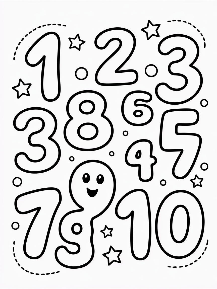 numbers - Free Coloring Page
