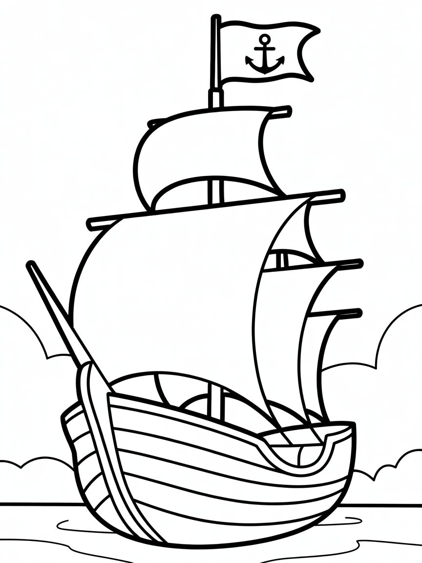 Galleon ship in full sail - Free Coloring Page
