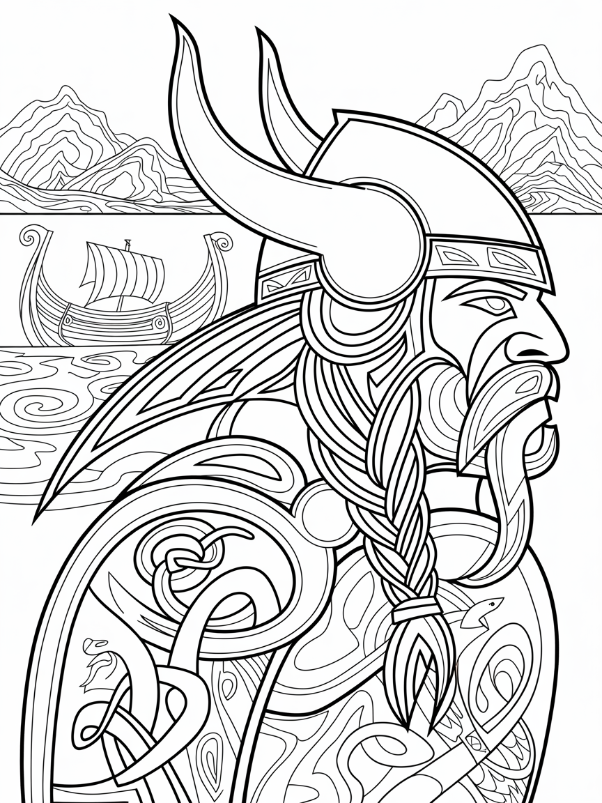 Abstract Viking - Free Coloring Page