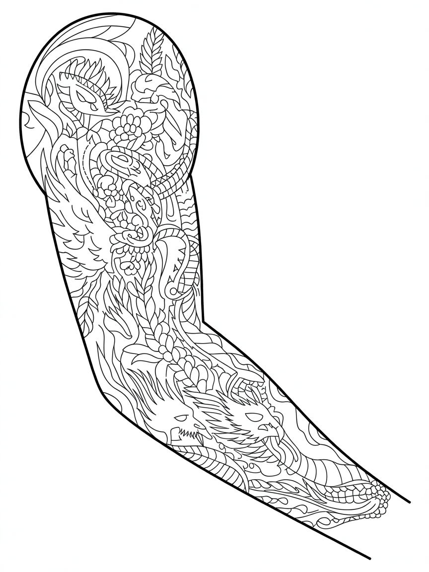 Tattoo sleeve - Free Coloring Page