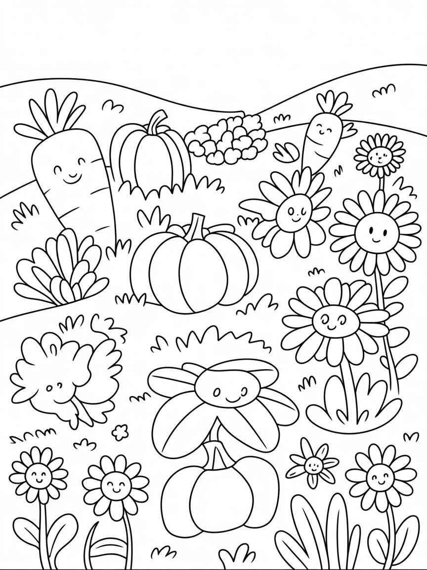 Garden qq - Free Coloring Page