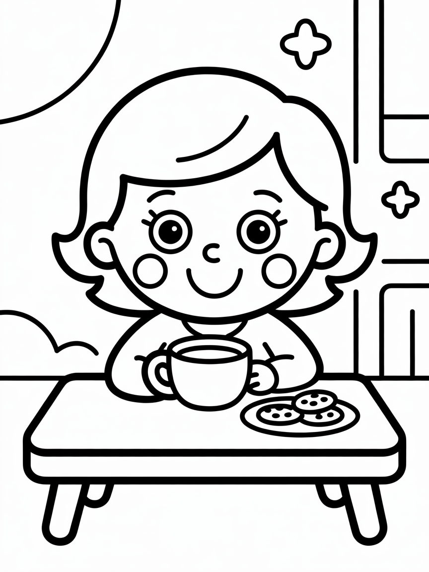Woman drinking coffee - Free Coloring Page