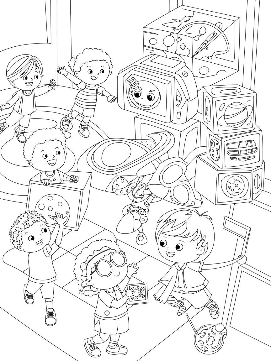 Primary school future theme - Free Coloring Page