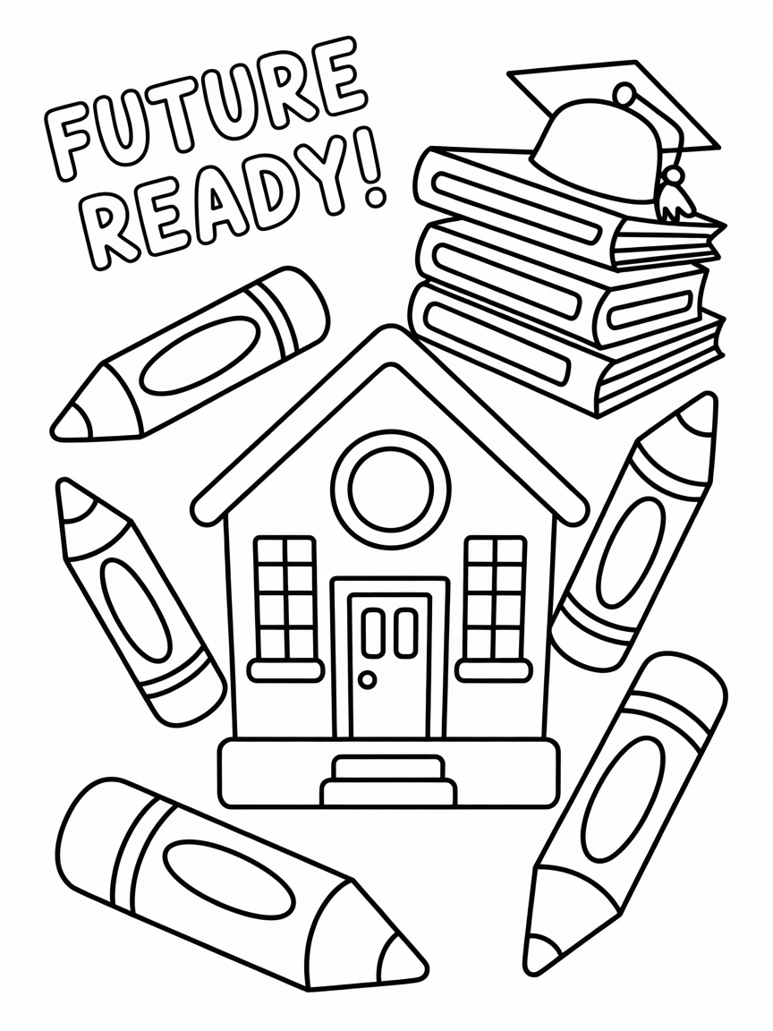 Primary school future theme - Free Coloring Page