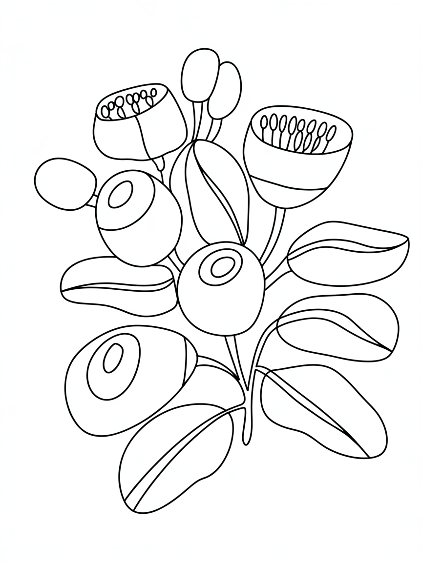 Australian Eucalyptus flowers - Free Coloring Page