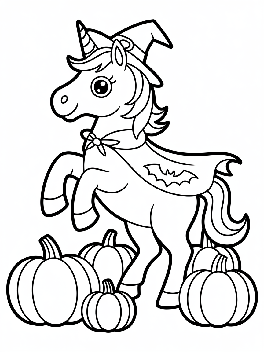 Halloween unicorn - Free Coloring Page