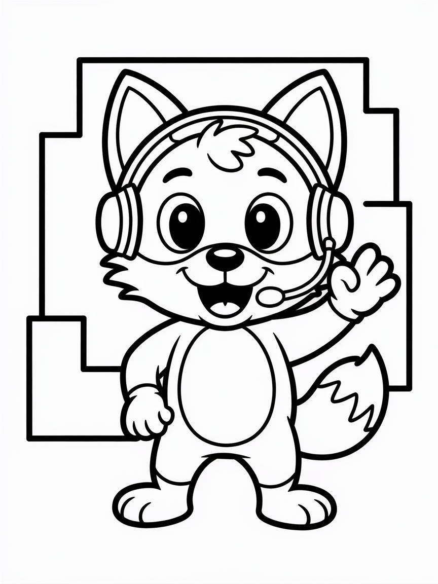 Cute gaming fox - Free Coloring Page
