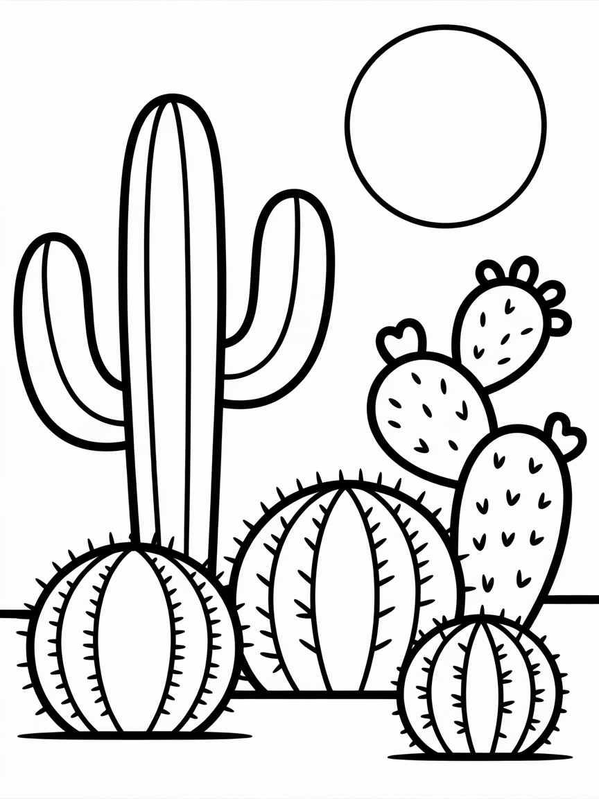 Urban cacti - Free Coloring Page