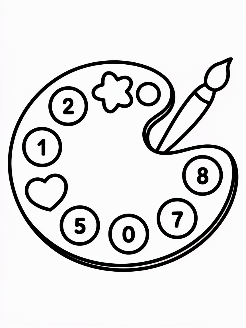 A painting by numbers colouring page - Free Coloring Page