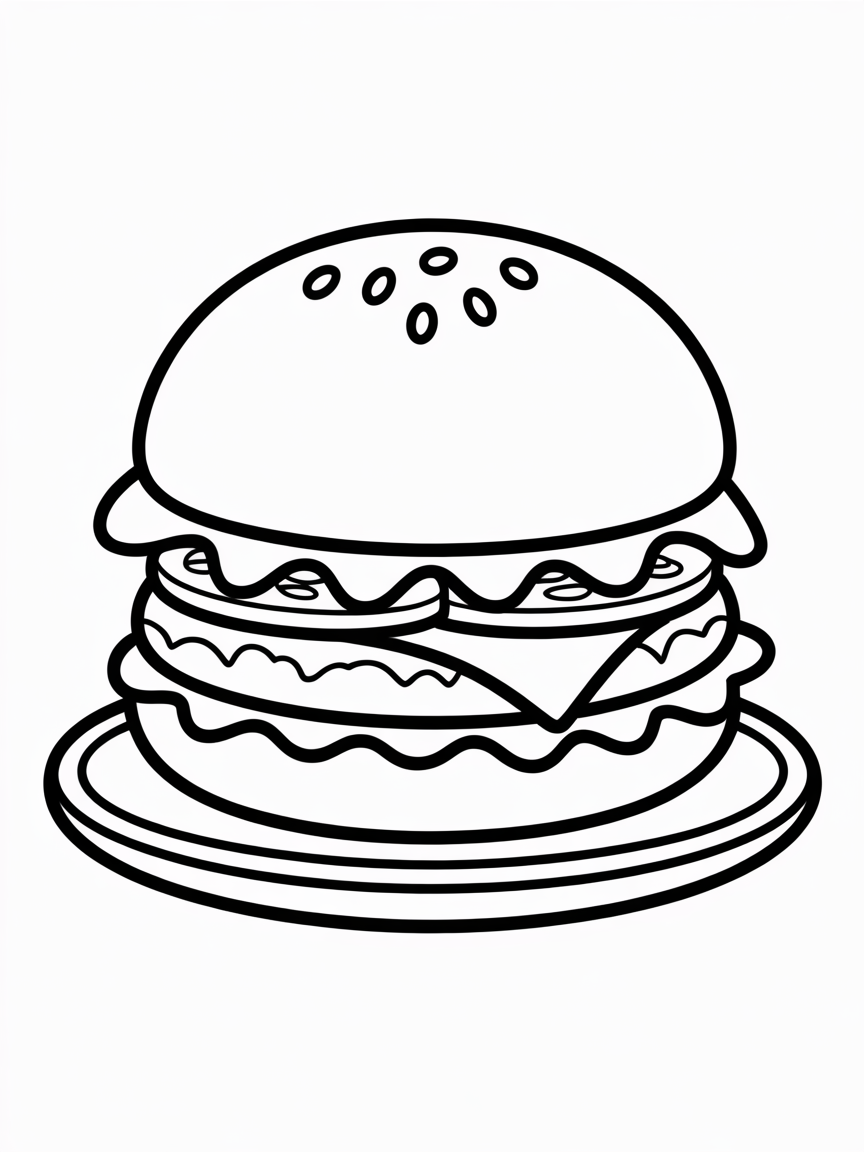 hamburger - Free Coloring Page