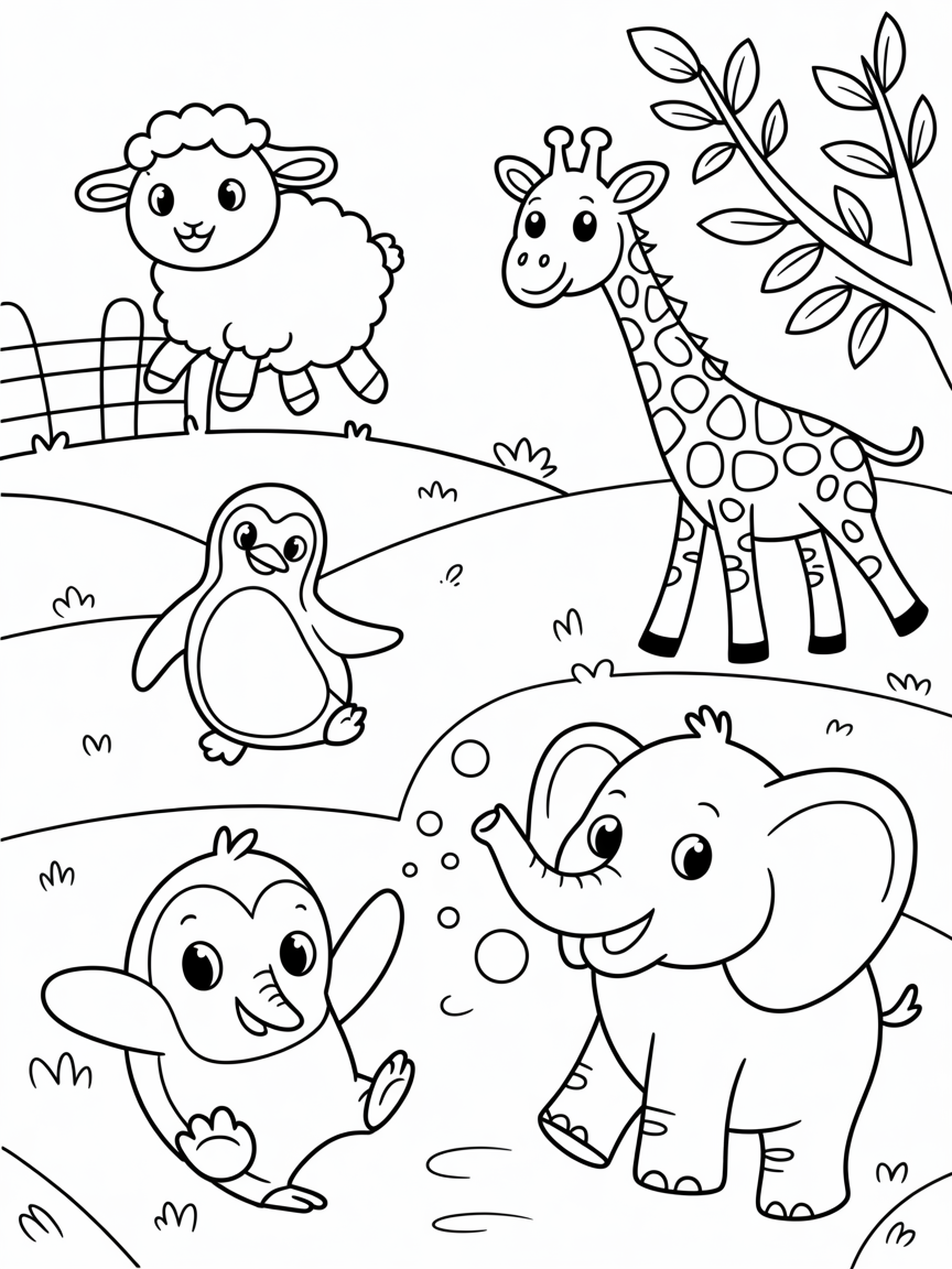kids animal coloring - Free Coloring Page