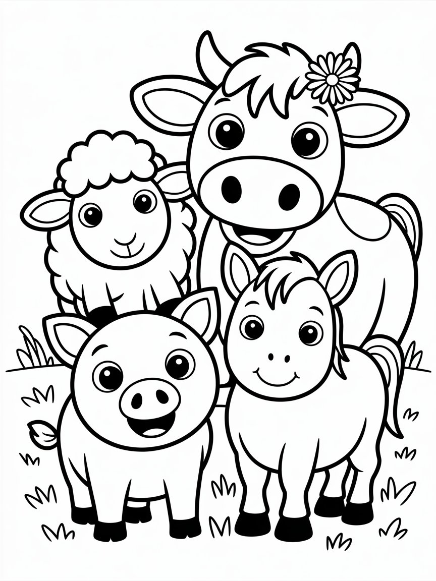 irish farm animal coloring for kids bold and easy - Free Coloring Page