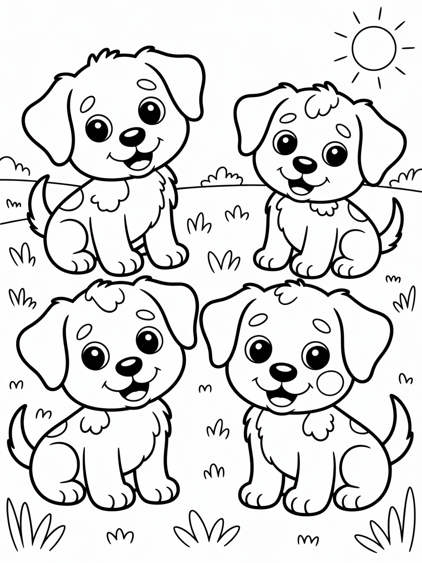 Perritos - Free Coloring Page