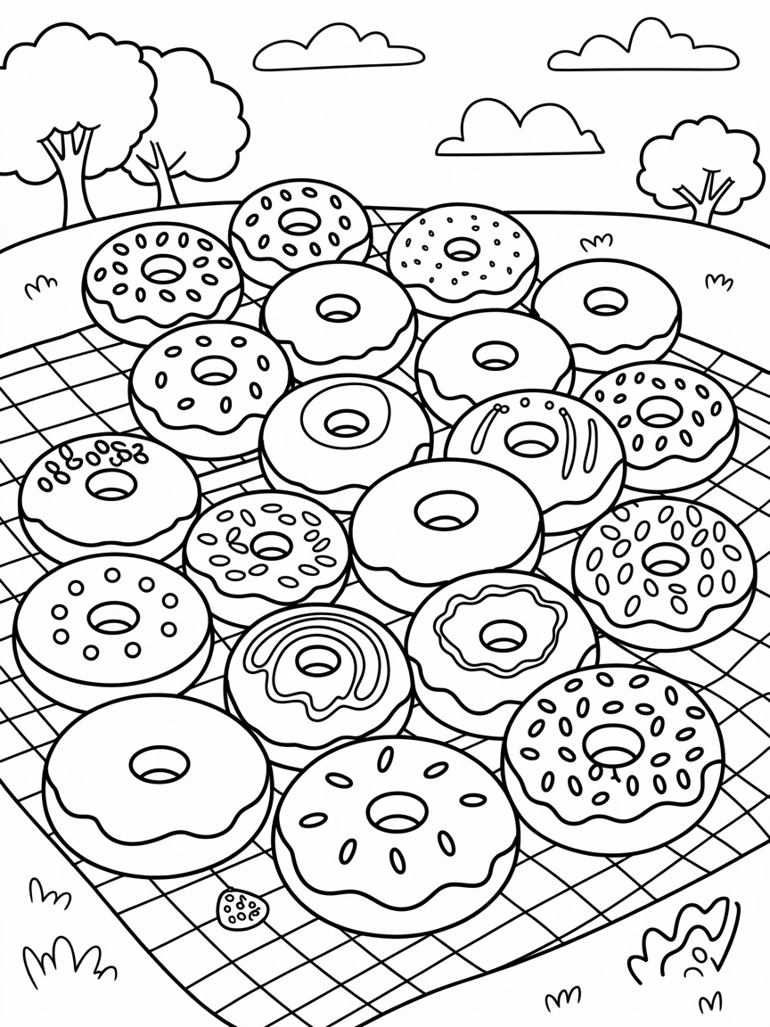 Donuts - Free Coloring Page
