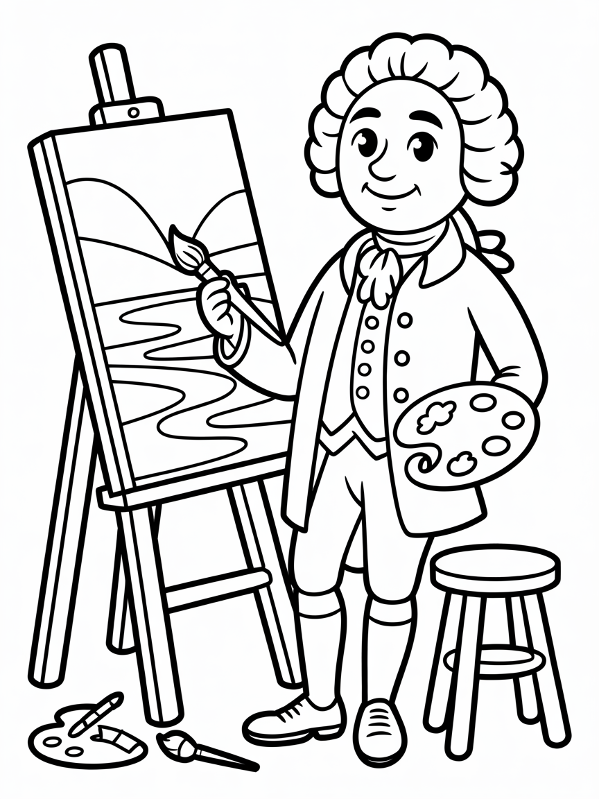 1780s male artist - Free Coloring Page
