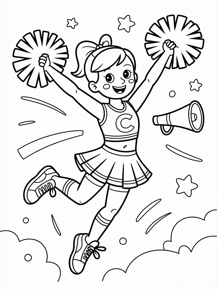 Cheer leader - Free Coloring Page