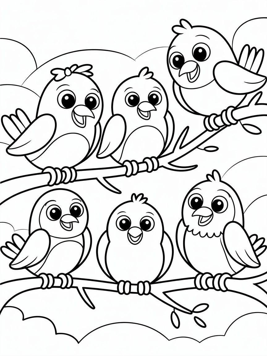 Birds - Free Coloring Page