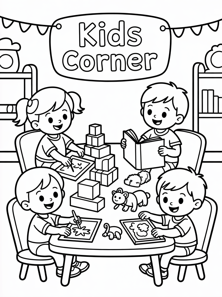 Kids corner - Free Coloring Page