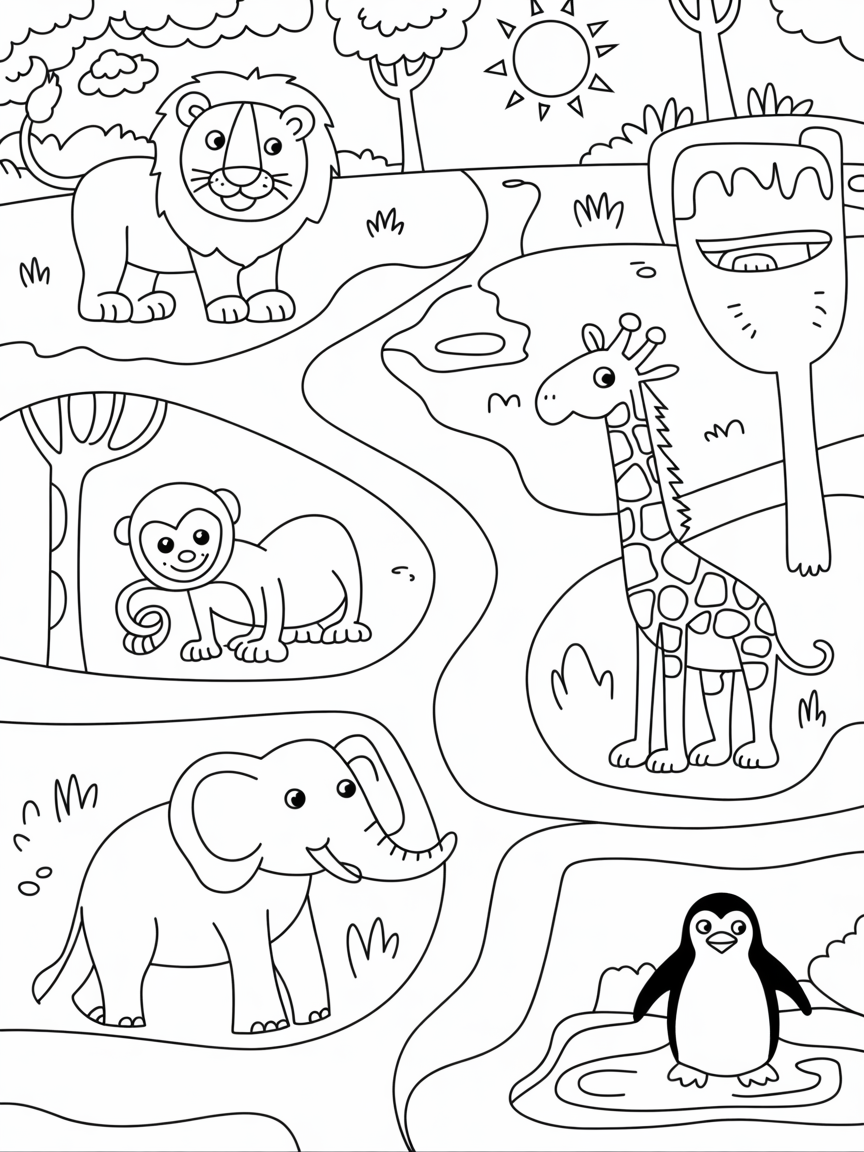 Search and find zoo - Free Coloring Page