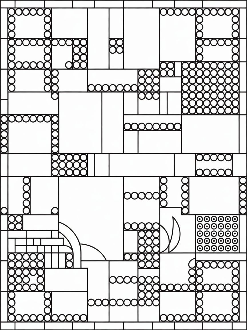 Art deco lego dots inspired tiles - Free Coloring Page